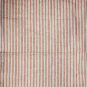 Rustic Terracotta Striped Vintage Farmhouse Textile Fabric Curtain Panel