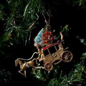 Christmas Tree Ornament: Vintage plastic carriage a christmas tree on top