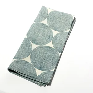 White Cotton Napkin with with Blue Dotted Circles in a grid