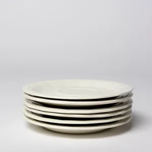 Homer Laughlin Colonial White Ironstone Saucer Geometric Shape around the border