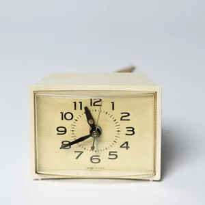 Clock Small Vintage Cream, Aged, Yellow, Beige, Analog Clock - 3
