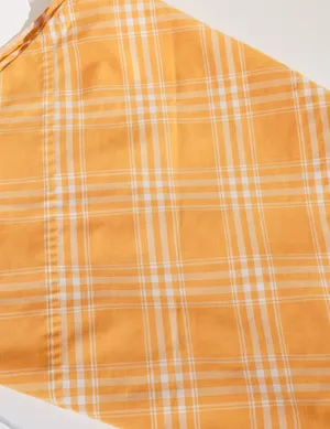 Round Single Toned Gold - Yellow - Orange Plaid Tablecloth