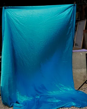 Shiny Vibrant Turquoise Fabric Tablecloth Table Linen Large, Rectangle. Surface, Fabric