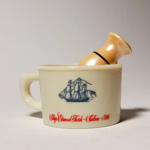 Milk Glass Grand Turk Salem Nautical Shaving Mug, Classic Shaving Cream