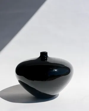 Large Decorative Black Ceramic Flower Vase
