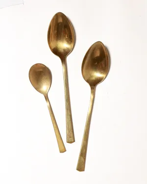 Vintage Brass Gold Toned Three Spoon Set
