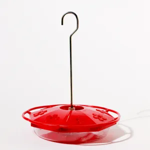 Red Plastic Hummingbird Feeder Floral Hanging Garden