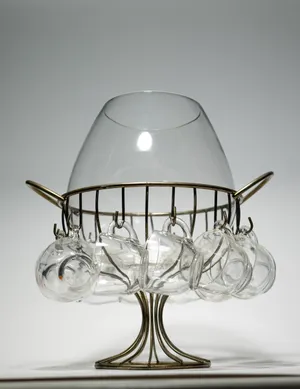 Punch Bowl and Cup Set, Clear Glass 12 cups included