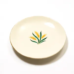 Homer Laughlin Vintage single Royal Harvest green leaves and yellow corn cobs - 6.25