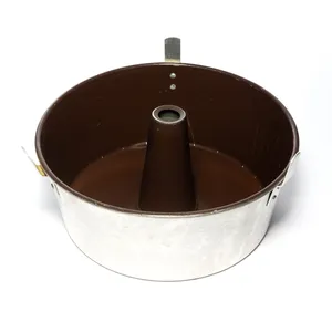 Angle Food Cake Pan Aluminum with Brown interior One piece Vintage - 10.5