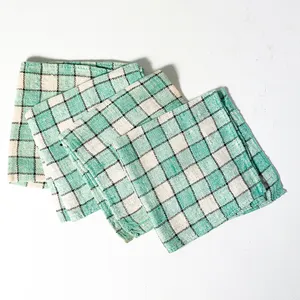 White and Teal Green Blue Checkered Napkin