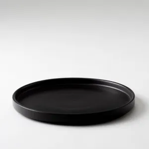 Set Deep Brown Stoneware raised edge 4 salad plates 7.25