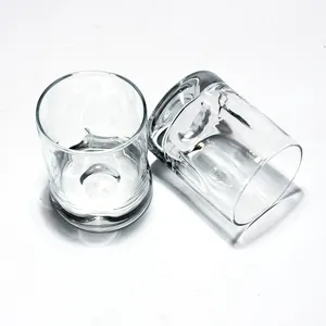 Thick Heavy bottomed Rocks glass with 4 dimples pressed in around the glass - 4
