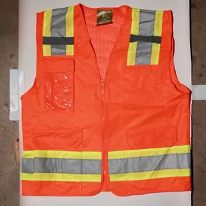 Hi-Vis Orange Safety Vest Reflective Construction Workwear