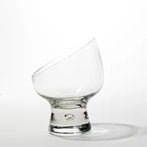 MCM Blown Glass Footed Biased Clear Smooth Glass Snifter 