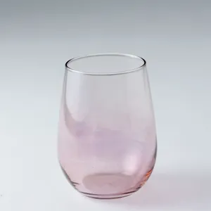 Set x 2 Short Pink Tumbler Stemless Wine - 4.5