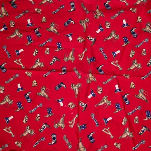 Red Square Cotton Bandana with images of Texas, the flag, hat, saddle, boots