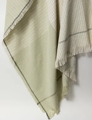 Soft Goods: Cream and Sea Green Asymmetrical Light Throw Blanket Magnolia