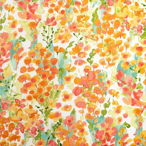 Peach, Pink and Green Abstract Floral Fabric