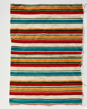 Cotton Fabric, Striped, Blue, Red, Orange, Green
