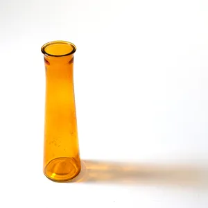 Tall Amber Tapered Bud Vase - 9