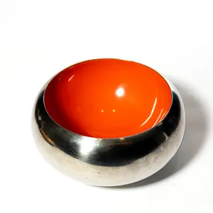 Mid Century Atomic Silver and Orange Bowl - 3.5