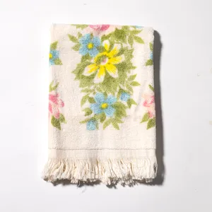 Yellow, Pink, Blue, and Green 1950s dish towel