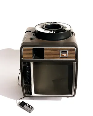 1970s and 80s Portable Slide Projector with a Screen Vintage Technology, Audio Visual
