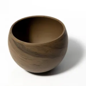 Black / Brown Clay Flower Pot, Round, Pair - 6