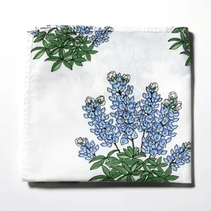Handmade Blue and Green Bluebonnet Flower Fabric Cotton Napkins