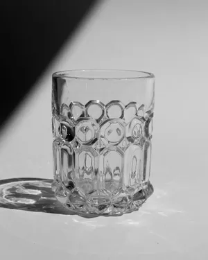 Ornate Clear Pressed Thumbprint Rocks Glass