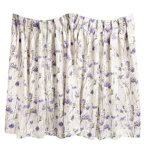 Curtain: Off White with Purple Flowers and Olive Green Greenery