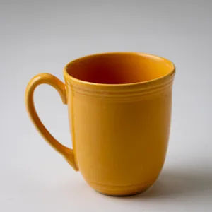 Tall Yellow Coffee Mug with a Flower- 4
