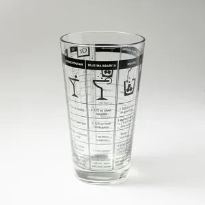 Pint Glass with Cocktail Recipes Printed on it - 6