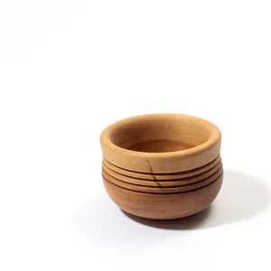 Vintage Hand Carved small wooden bowls natural - 2.5