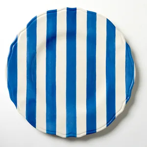 Green, Blue, Red or Yellow Striped Plastic Plates