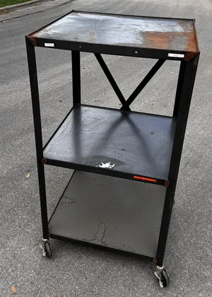 Used Black Rolling Media Cart
