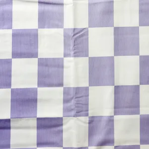 Light Purple and White Checkered Tablecloth Fabric