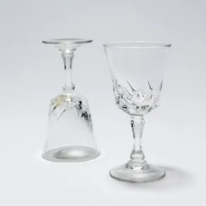 Stemware, Small Clear Stemmed Cordial Glass Fluted bowl, rippled base French 