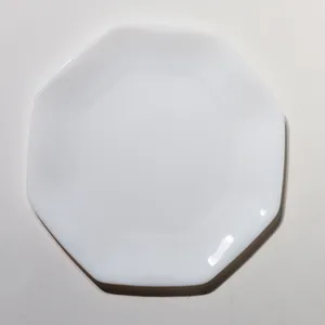 White Octagonal Glossy Ceramic Minimalist Salad Plate