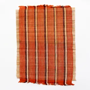 Handwoven African Flatweave Striped Vintage Textile Orange