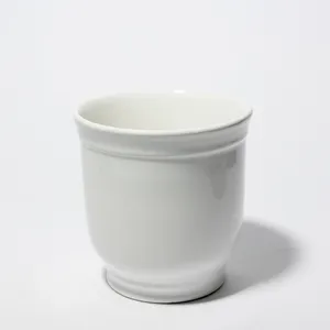Glossy White Ceramic Round Planter Pedestaled base, plant pot, flower pot