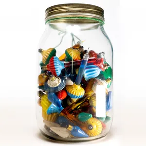 Large Clear Glass Jar Filled With Old Vintage Christmas Tree Bulbs garage, junk drawer, storage practicals