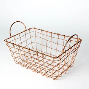 Metal Basket with Handles Copper