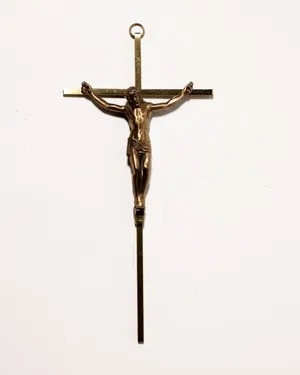 Mid-Century Brass Catholic INRI Crucifix Wall Cross, Jesus, Religious, Christ, church, Home