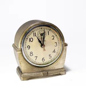 Art Deco Heavy Gold Metal Sentinel Corded Alarm Clock Model SA14 60 Cycle