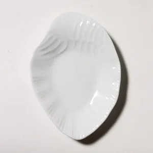Glossy White Ceramic Oyster Shell Shaped Plate, Small Trinket Dish