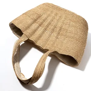 Straw Beach Bag Tote Bag Beige Wicker - 21