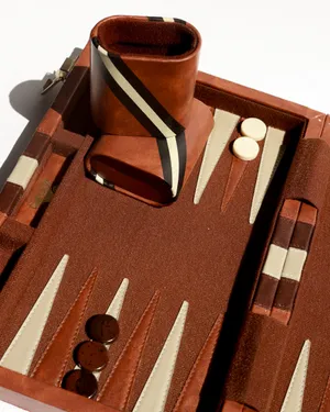 Back Gammon Game Case with Brown Leather Case