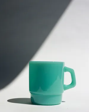 Milk Glass Retro Stackable Mug Turquoise Coffee Cup